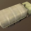 Green Military Cargo Truck With Canvas Covered Bed And Off Road Tires