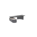 Modern Office Desk With Marble Top And Curved Storage Drawers Design