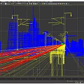 Wireframe Train Running Animation Scene High-speed Railway Fuxing Train City Railway Bridge Running Train Wireframe City Virtual City Wireframe 3d model