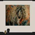 Dynamic Abstract Horse Painting With Colorful Background And Expressive Brushstrokes