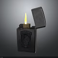 Vintage ASPENFIRE Metal Lighter With Open Lid Burning Flame And Wing Logo Design
