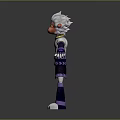 Animated Game Character With White Hair Red Face Purple White Outfit Clawed Feet Design
