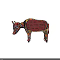Colorful Decorative Cow Sculpture With Panda Floral And Chinese Patterns
