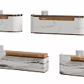 Modern Reception Desk With Marble Texture White And Wood Color Different Styles