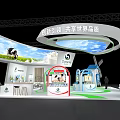Oceana Exhibition Booth with Cow Milk Theme Modern Green White Windmill Decor