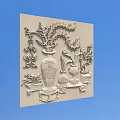 Traditional Chinese Carving Artwork Featuring Vase Dragon And Floral Patterns On Panel