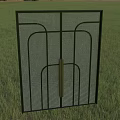 Black Metal Mesh Outdoor Decorative Screen Standing On Green Grass Field