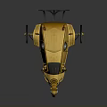 Golden Steampunk Style Water Vehicle With Horse Shaped Head Round Windows And Decorative Wheels