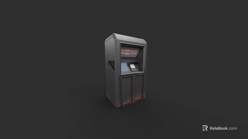 Gray Modern Self Service Terminal With Digital Display And Storage Cabinets 3d model 