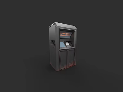 Gray Modern Self Service Terminal With Digital Display And Storage Cabinets 3d model
