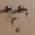 Wall Mounted Key Holders With Metal Hooks And Hanging Keys On Wooden Surface