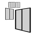 Black Frame Sliding Windows With Multiple Glass Panels And Different Angles 3d model