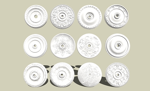 European-style lamp plate carved disc 3d model