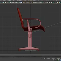 Red Public Seating with Four Connected Chairs and Metal Frame Armrests