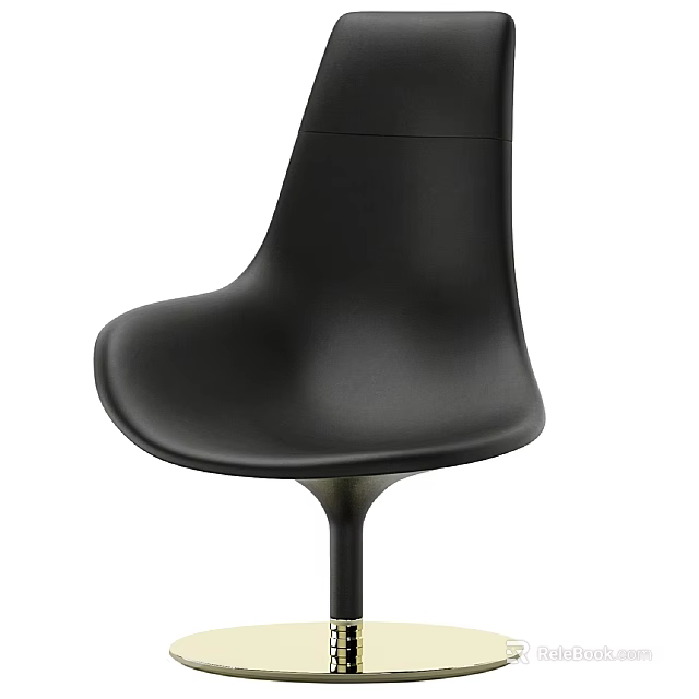 Modern Black Leisure Chair With Sleek Design And Stable Metal Base 3d model 