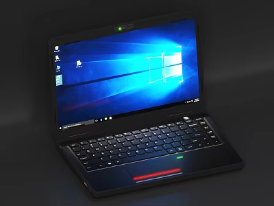 Sleek Black Laptop With Windows Screen Display And Illuminated Keyboard Design 3d model