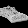 Modern White Lounge Chair With Mesh Structure And Curved Design Details