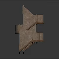 Architectural Building Staircase Model With Detailed Steps And Metal Railings