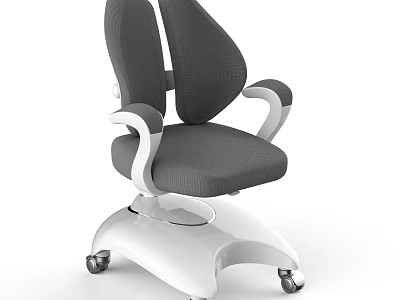 Ergonomic Office Chair With Split Gray Backrest White Armrests Swivel Base And Wheels 3d model