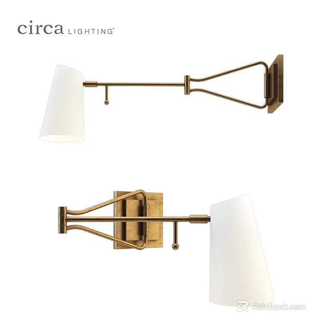 Modern Brass Wall Sconces With White Fabric Shade Contemporary Home Decor Lighting 3d model 
