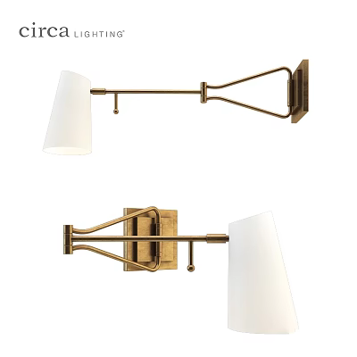 Modern Brass Wall Sconces With White Fabric Shade Contemporary Home Decor Lighting 3d model