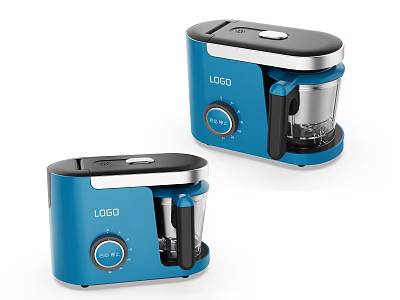 LAGIO Blue And Black Kitchen Food Processors With Knob Control Transparent Containers 3d model