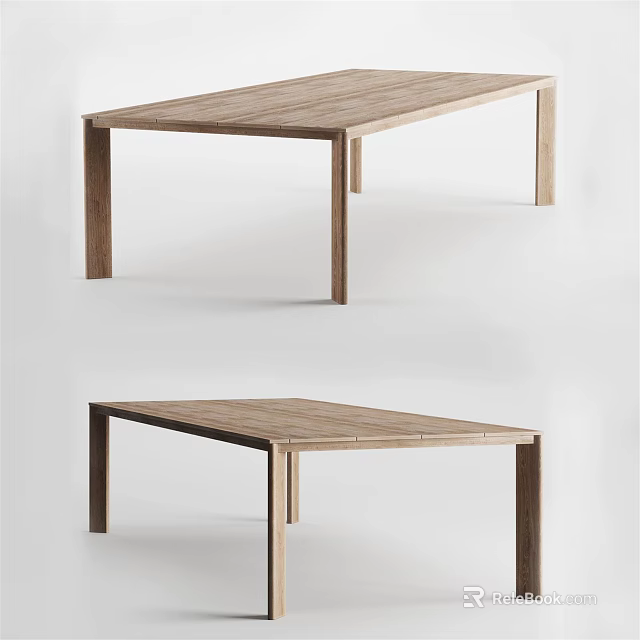 Modern Wooden Tables With Natural Wood Design And Simple Structure In Two Views 3d model 