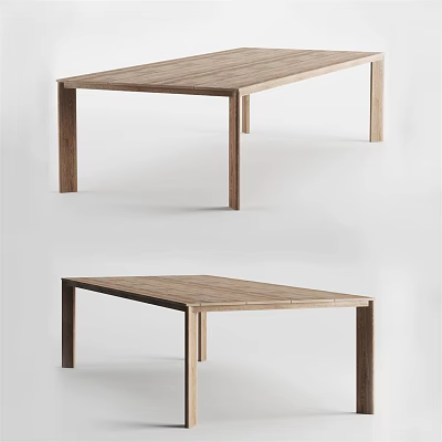 Modern Wooden Tables With Natural Wood Design And Simple Structure In Two Views 3d model