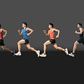 Active Men Running in Sportswear on Reflective Floor with Dark Background