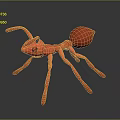 Red Ant 3D Model With Antennae Legs And Gray Background Reflection 3d model