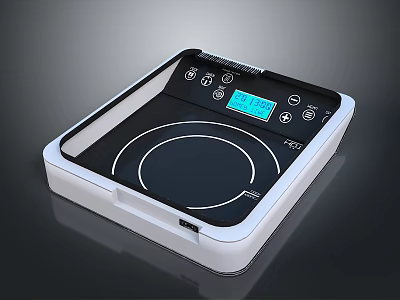 Modern White Portable Induction Cooktop With Digital Display And Black Heating Surface 3d model