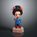 Traditional Chinese Opera Doll With Classical Blue Costume And Floral Hair Ornaments