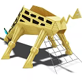 Giraffe Shaped Outdoor Playground Equipment With Slide And Net Climbing For Kids