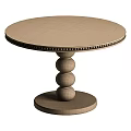 Classic Wooden Round Dining Table With Spherical Stacked Base And Decorative Beaded Edge 3d model