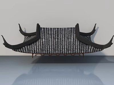 Traditional Style Sofa And Coffee Table Set With Eave Inspired Backrest And Wooden Frame 3d model