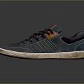 Casual Sports Shoes With Dark Blue Purple Orange Accents White Sole And Purple Laces