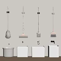 Wall Mounted Bathroom Cleaning Accessories With Broom Mop Brush And White Containers