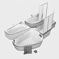 White Bathtub Interior with Towel and Candles in Gray Wall Bathroom Design
