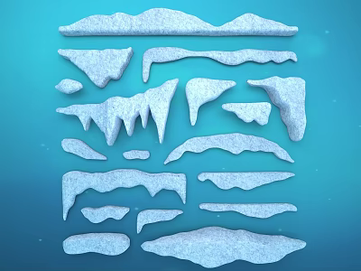Realistic Detailed 3D Iceberg Ice Block Glacier Models Set For Scene Design 3d model