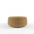 Woven Round Coffee Table With Natural Weave Texture And Detailed Surface Design