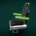 Contemporary Black Office Chair With Striped Backrest Green Illuminated Strips And Tech Inspired Base
