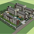 Modern Campus Building Complex Design With Connected Structures Green Spaces And Courtyards 3d model