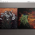 Vibrant Wall Art Paintings Featuring White Flowers And Abstract Figure With Colorful Backgrounds