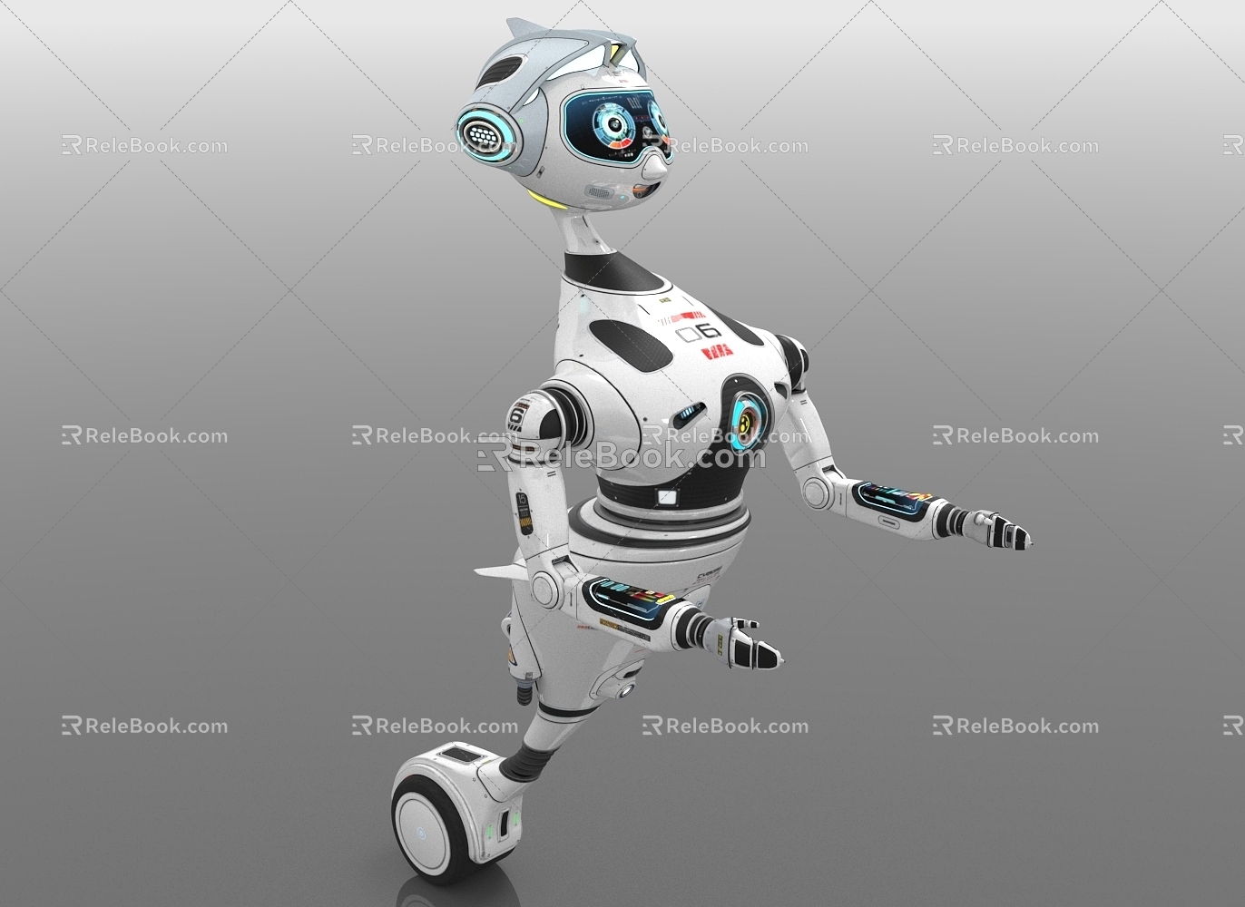 Future sci-fi robot service robot unicycle robot 3d model