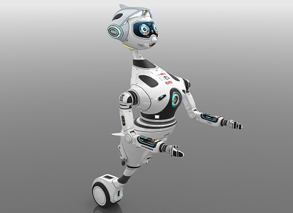 Future sci-fi robot service robot unicycle robot 3d model