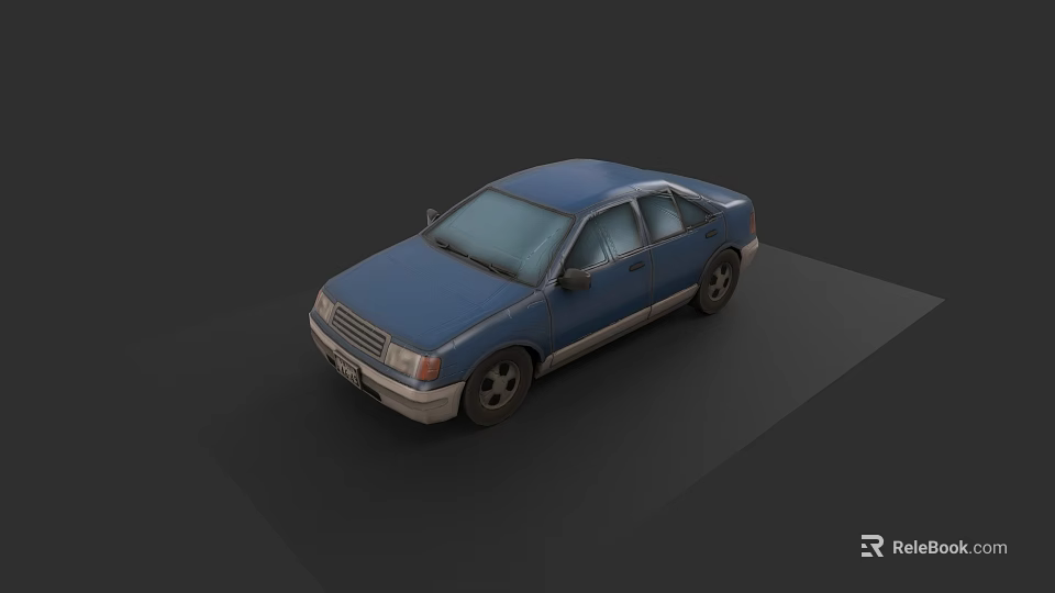 Blue Classic Car Exterior View 3D Rendered With Sleek Body And Black Wheels 3d model 