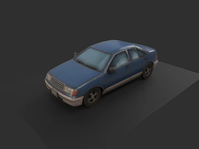 Blue Classic Car Exterior View 3D Rendered With Sleek Body And Black Wheels 3d model