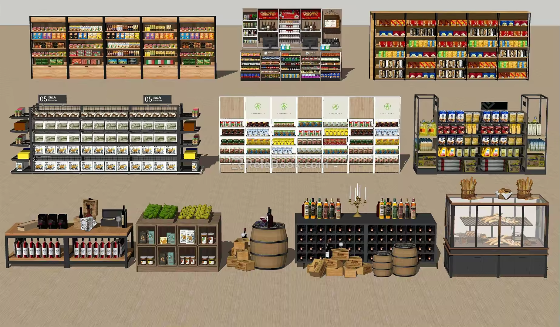 Modern Shelf Supermarket Convenience Store Shelf Display Cabinet Display Rack 3d model