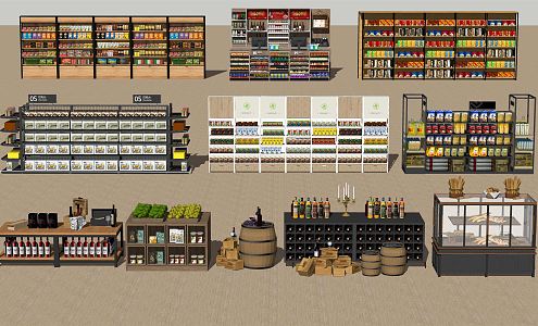 Modern Shelf Supermarket Convenience Store Shelf Display Cabinet Display Rack 3d model