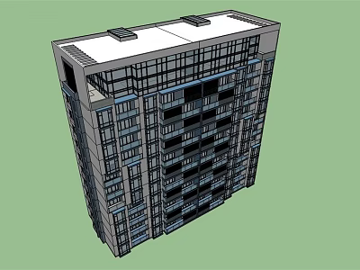 Modern High Rise Residential Building With Windows And Balconies Design 3d model